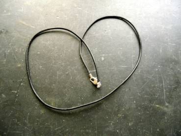 Preview: Kette, Lederband, Lederkette, dünn, schwarz, Verschluss, Sterlingsilber, Gr. 42 cm