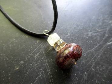 Preview: Kette, Anhänger, Cairn, Lederband, Granat, Turmalin, Mondstein, Schmuck, Unisex