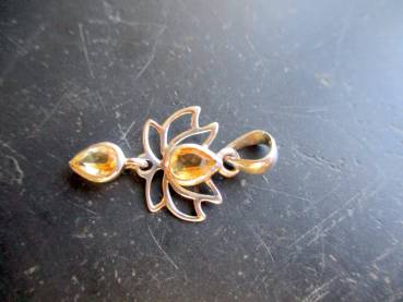 Anhänger, Sterlingsilber, Lotus, Citrin, facettiert, Erkenntnis, Blume, Mädchen, Frauen