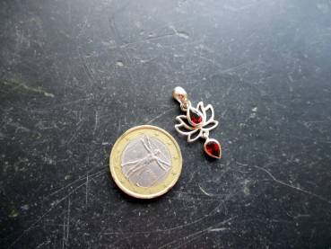 Anhänger, Sterlingsilber, Lotus, Granat, facettiert, Erkenntnis, Blume, Mädchen, Frauen