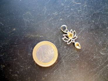 Anhänger, Sterlingsilber, Lotus, Citrin, facettiert, Erkenntnis, Blume, Mädchen, Frauen