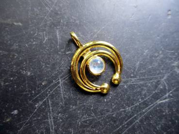 Preview: Anhänger, Mond, Sterlingsilber, vergoldet, Lunula, Mondstein, Schmuck, Frauen
