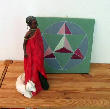 Preview: Symbolbild, Acryl, Leinwand, Malerei, Merkaba, 30 x 30, handgemalt, grün