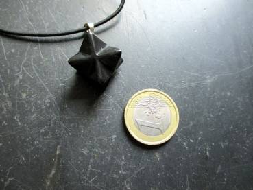 Preview: Kette, Lederband, Anhänger, Merkaba, Schungit, schwarz, Unisex