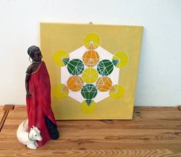 Preview: Leinwand, Bild, Acryl, Symbolbild, Metatron, handgemalt, 40 x 40, gelb