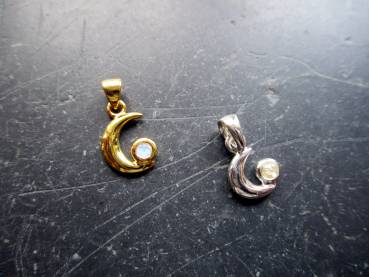 Anhänger, Sterlingsilber, Mond, Mondstein, klein, Amulett, Intuition, Magie