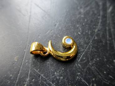 Preview: Anhänger, Sterlingsilber, vergoldet, Mond, Mondstein, klein, Amulett, Intuition, Magie