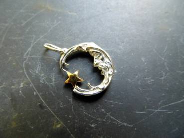 Preview: Anhänger, Mond, Silber, Sterlingsilber, Stern, Schmuck, vergoldet