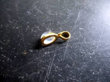 Anhänger, Tropfen, Mondstein, Silber, vergoldet, Schmuck, weiß, Braut