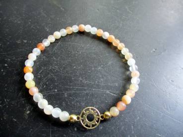 Armband, Symbolarmband, Mondstein, Sonne, Silber, vergoldet, Schmuck