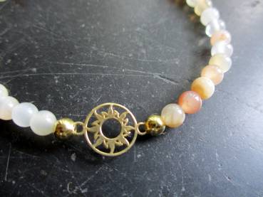 Preview: Armband, Symbolarmband, Mondstein, Sonne, Silber, vergoldet, Schmuck