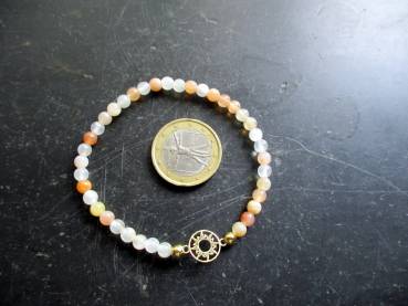 Armband, Symbolarmband, Mondstein, Sonne, Silber, vergoldet, Schmuck