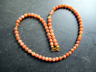 Preview: Kette, Mondstein, beige, hellbraun, Sterlingsilber, vergoldet, Schmuck, Frauen