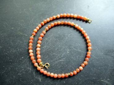 Kette, Mondstein, beige, hellbraun, Sterlingsilber, vergoldet, Schmuck, Frauen