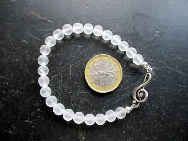 Preview: Armband, Symbolarmband, Bergkristall, matt, weiß, Notenschlüssel, Schmuck, Frauen
