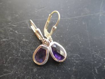 Preview: Ohrring, Hängeohrring, Sterlingsilber, Amethyst, facettiert, Schmuck, Frauen