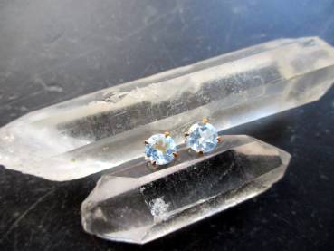 Preview: Ohrring, Ohrstecker, Sterlingsilber, teilweise vergoldet, Topas, blau, Schmuck, Frauen