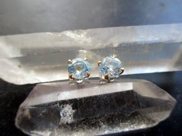 Ohrring, Ohrstecker, Sterlingsilber, teilweise vergoldet, Topas, blau, Schmuck, Frauen
