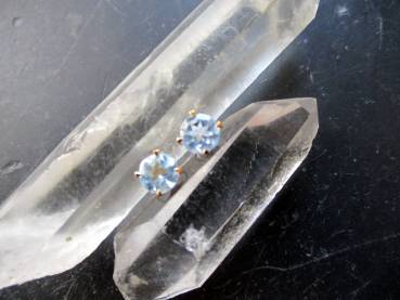 Preview: Ohrring, Ohrstecker, Sterlingsilber, teilweise vergoldet, Topas, blau, Schmuck, Frauen