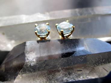 Preview: Ohrring, Ohrstecker, Sterlingsilber, teilweise vergoldet, Topas, blau, Schmuck, Frauen