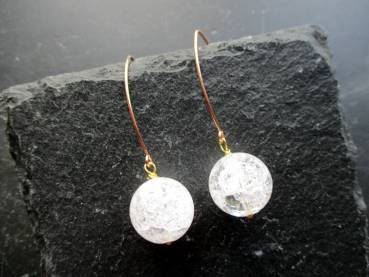 Preview: Ohrring,  Ohrhänger, Sterlingsilber, vergoldet, Bergkristall, Kugel, Frauen, Schmuck