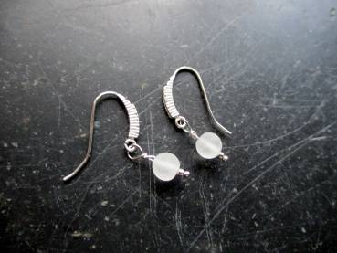 Ohrring, Ohrhänger, Silber, Bergkristall, matt, weiß, Braut, Schmuck
