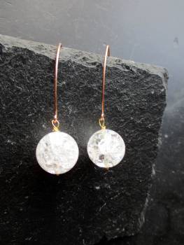 Preview: Ohrring,  Ohrhänger, Sterlingsilber, vergoldet, Bergkristall, Kugel, Frauen, Schmuck