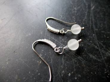Ohrring, Ohrhänger, Silber, Bergkristall, matt, weiß, Braut, Schmuck