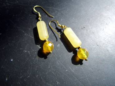 Preview: Ohrring, Sterlingsilber, vergoldet, Ohrhänger, Calcit, gelb, Schmuck, Frauen