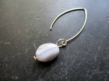 Preview: Ohrring, Ohrhänger, Ohrhaken, Sterlingsilber, Chalcedon, hellblau, Schmuck, Frauen