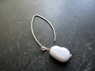 Preview: Ohrring, Ohrhänger, Ohrhaken, Sterlingsilber, Chalcedon, hellblau, Schmuck, Frauen