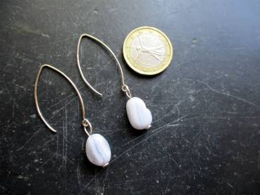 Preview: Ohrring, Ohrhänger, Ohrhaken, Sterlingsilber, Chalcedon, hellblau, Schmuck, Frauen