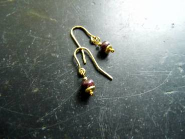 Preview: Ohrring, Ohrhänger, Silber, vergoldet, Granat, rot, Schmuck, Frauen
