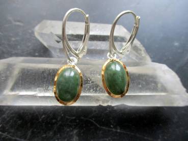 Ohrring,  Ohrhänger, Sterlingsilber, teilweise vergoldet, Jade, Frauen, Schmuck, Mädchen