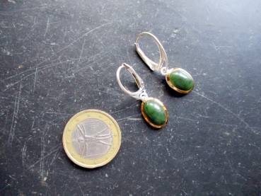 Preview: Ohrring,  Ohrhänger, Sterlingsilber, teilweise vergoldet, Jade, Frauen, Schmuck, Mädchen