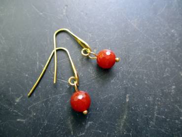 Preview: Ohrringe, Ohrhänger, Sterlingsilber, vergoldet, Karneol, rotbraun, Schmuck, Frauen