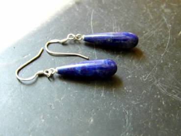 Preview: Ohrring, Ohrhänger, Sterlingsilber, Lapisazuli, blau, Tropfen, Schmuck, Frauen