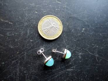 Preview: Ohrstecker, Sterlingsilber, Ohrring, teilweise vergoldet, Opal, grün