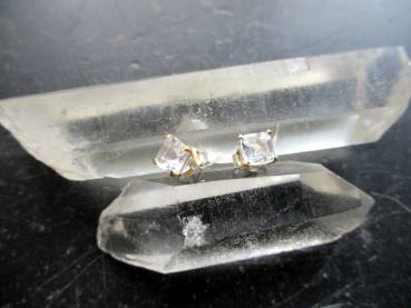 Preview: Ohrring,  Ohrstecker, Petalit, eckig, facettiert,  Silber, teilweise vergoldet, Frauen, Schmuck