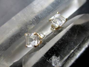 Preview: Ohrring,  Ohrstecker, Petalit, eckig, facettiert,  Silber, teilweise vergoldet, Frauen, Schmuck