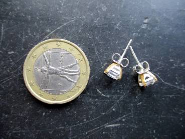 Preview: Ohrring,  Ohrstecker, Petalit, eckig, facettiert,  Silber, teilweise vergoldet, Frauen, Schmuck