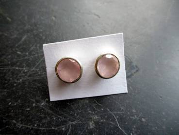 Preview: Ohrring, Ohrstecker, Silber, Rosenquarz, facettiert, rosa, Schmuck, Frauen