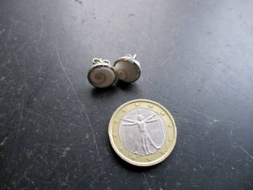 Preview: Ohrring, Ohrstecker, Sterlingsilber, Shiva Auge, rund, weiß, Ohrring