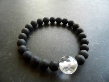 Armband, Männer, Onyx, schwarz, Bergkristall Kugel, Männerarmband