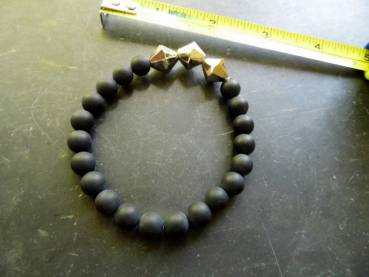 Preview: Armband, Onyx, matt, Metall, schwarz, Männer, Biker, Schmuck