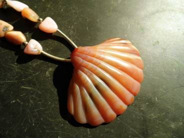 Preview: Kette, Pink Opal, Anden, Obsidian, Mahagoni Obsidian, braun, Muschel, Silber