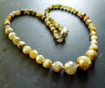 Kette, Collier, Ozeanjaspis, Achat, Verlauf, facettiert, bunt, grün, Magnetverschluss