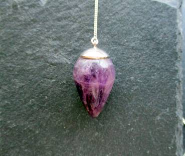 Preview: Pendel, Sterlingsilber, Amethyst, Trofpen, lila, Schamane, Radiästhesie