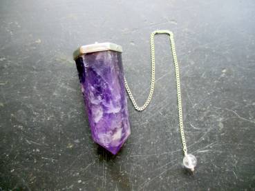 Pendel, Sterlingsilber, Amethyst, Trofpen, lila, facettiert, maxi, Schamane, Radiästhesie