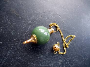 Pendel, Messing, Magie, Wicca, Esoterik, Aventurin, grün,  Spitzpendel, Kugel